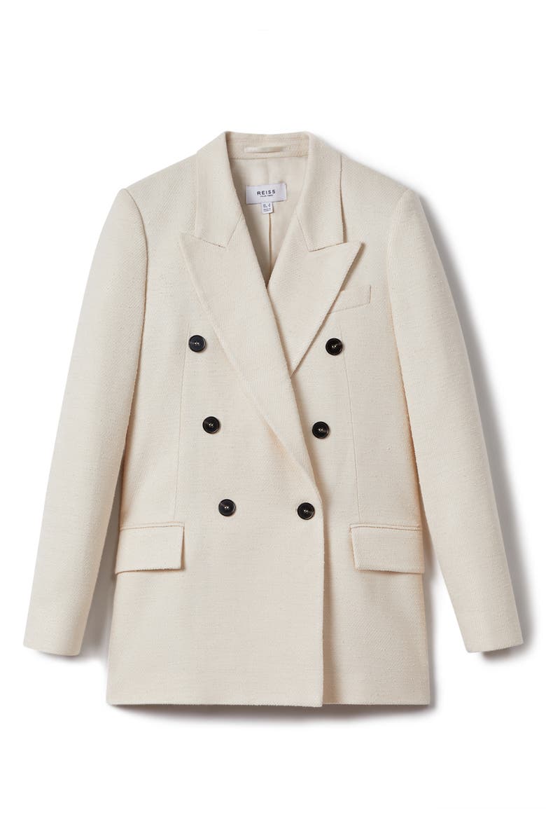 Reiss Bronte Textured Double-Breasted Blazer, Alternate, color, White