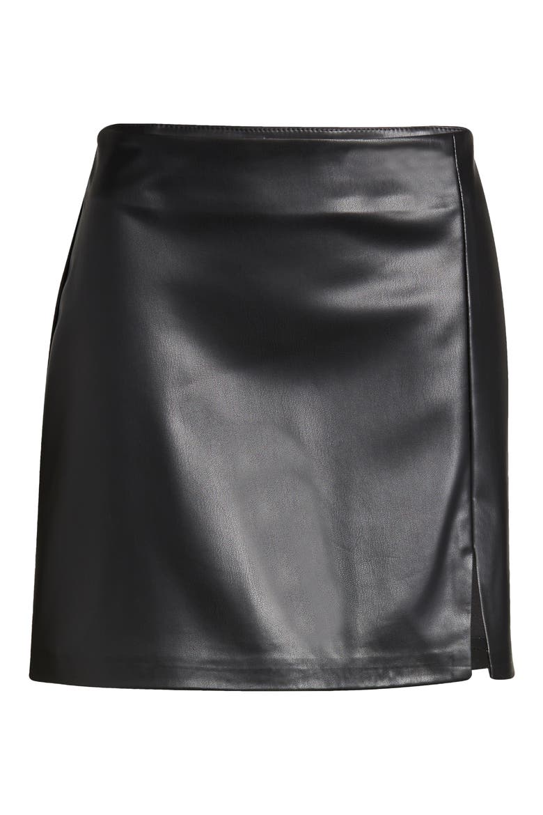 Faux Leather Mini Skirt, Alternate, color, BLACK