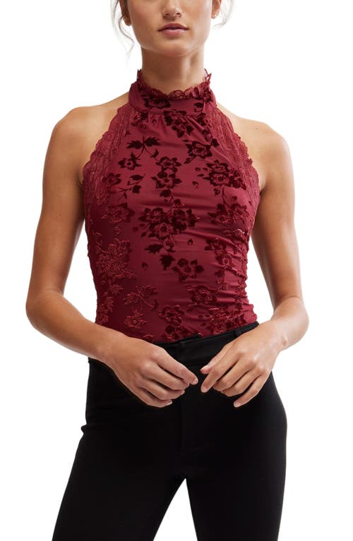 Free People Late Night Stretch Bodysuit in Wine 