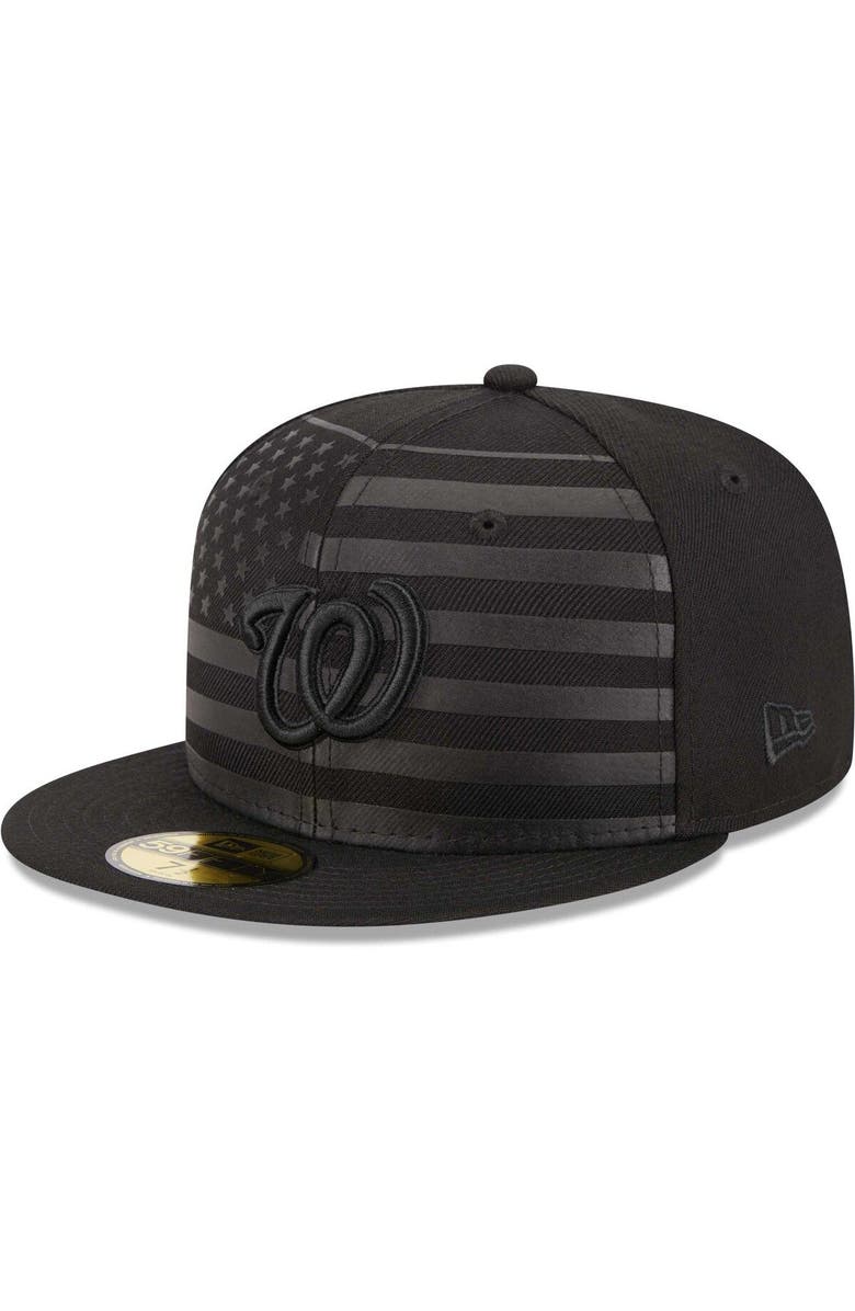 New Era Men's New Era  Black Washington Nationals Tonal Flag 59FIFTY Fitted Hat, Alternate, color, 