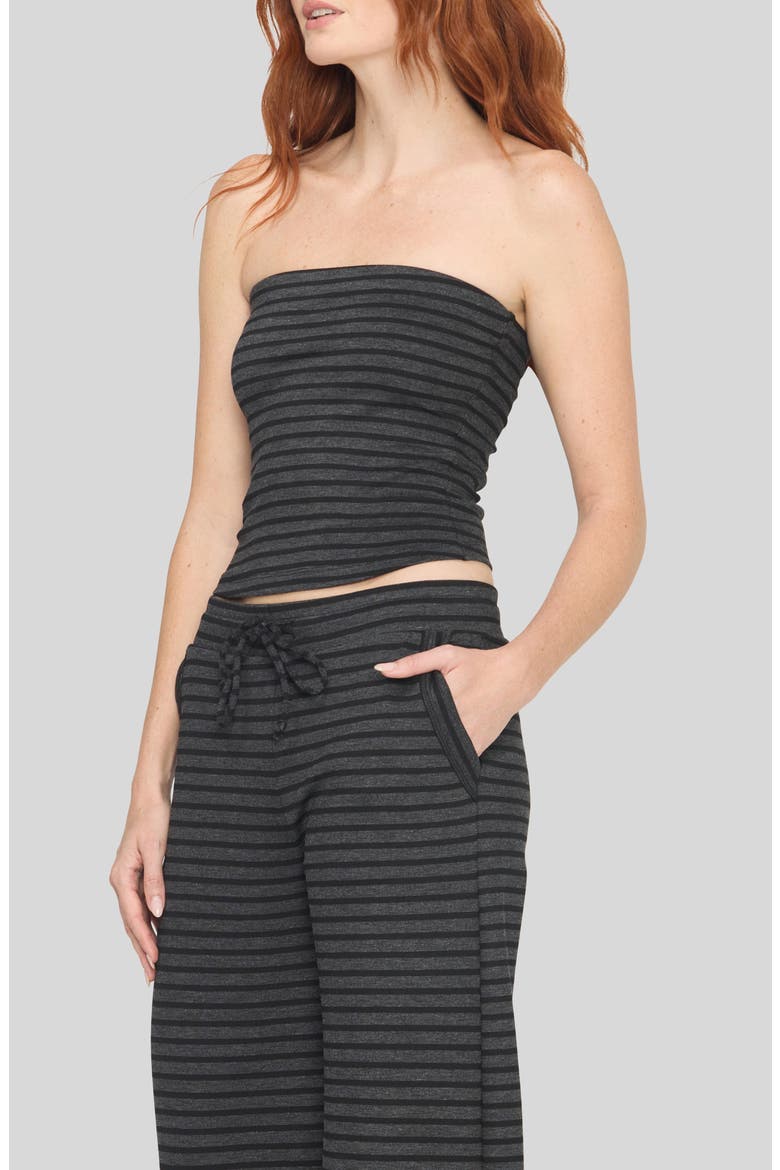 Thea Striped Tube Top, Alternate, color, CHARCOAL BLACK