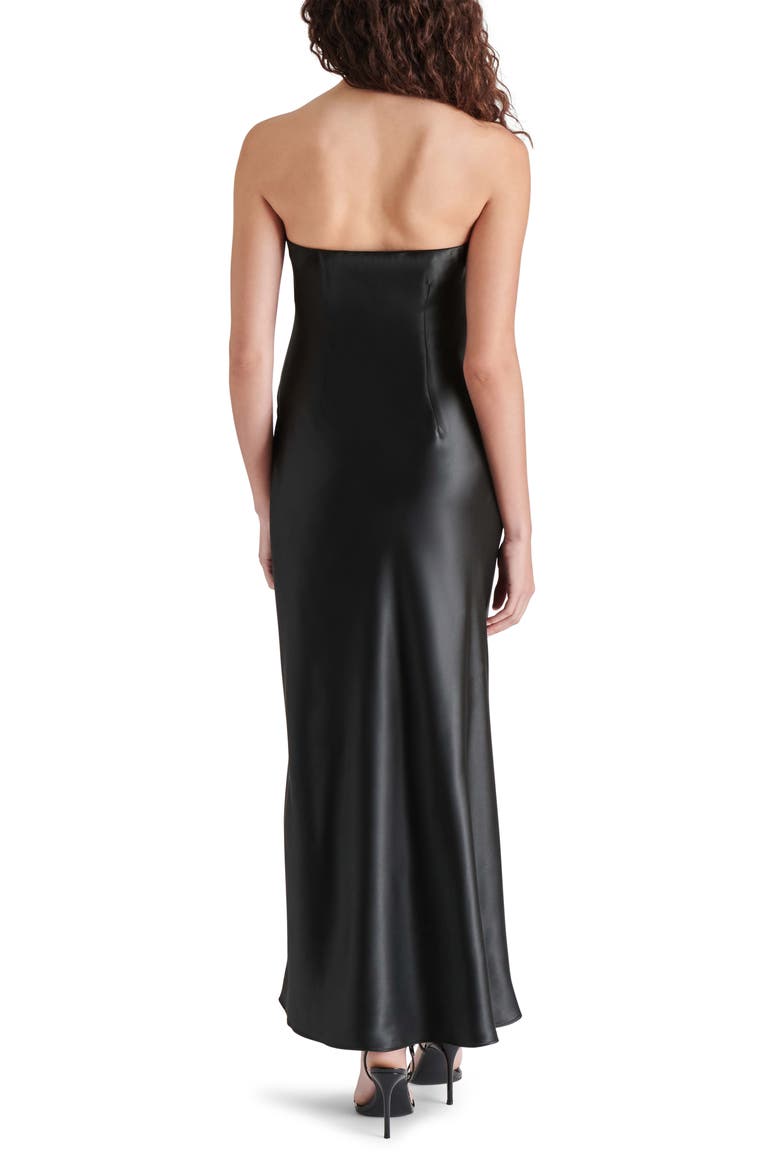 Jessamine Strapless Stretch Satin Dress, Alternate, color, BLACK