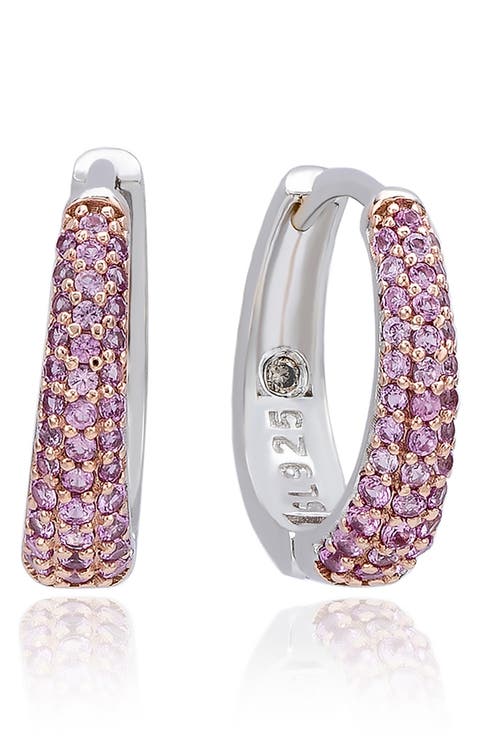 Pavé Sapphire Huggie Hoop Earrings
