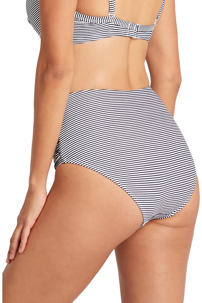 High Waist Stripe Bikini Bottoms, Alternate, color, NIGHT SKY