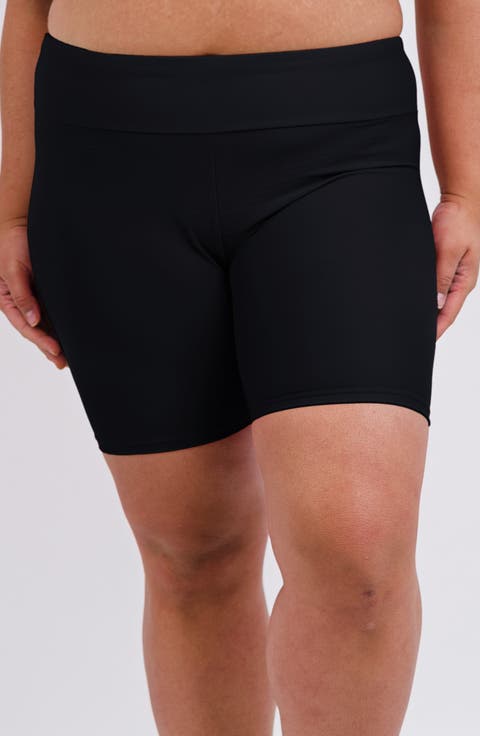 Plus Size Mid-Thigh Swim Shorts