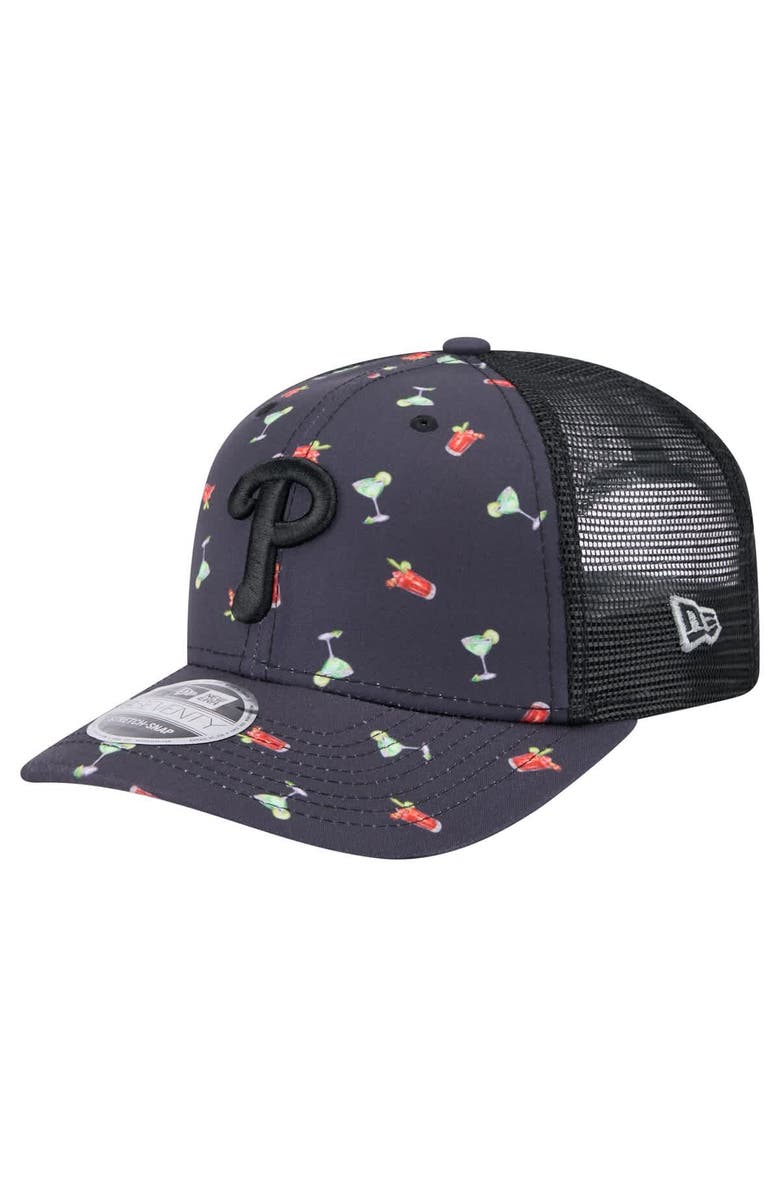 New Era Men's New Era Black Philadelphia Phillies Adventure Drinks Pattern 9SEVENTY Stretch-Snap Hat, Main, color, Navy