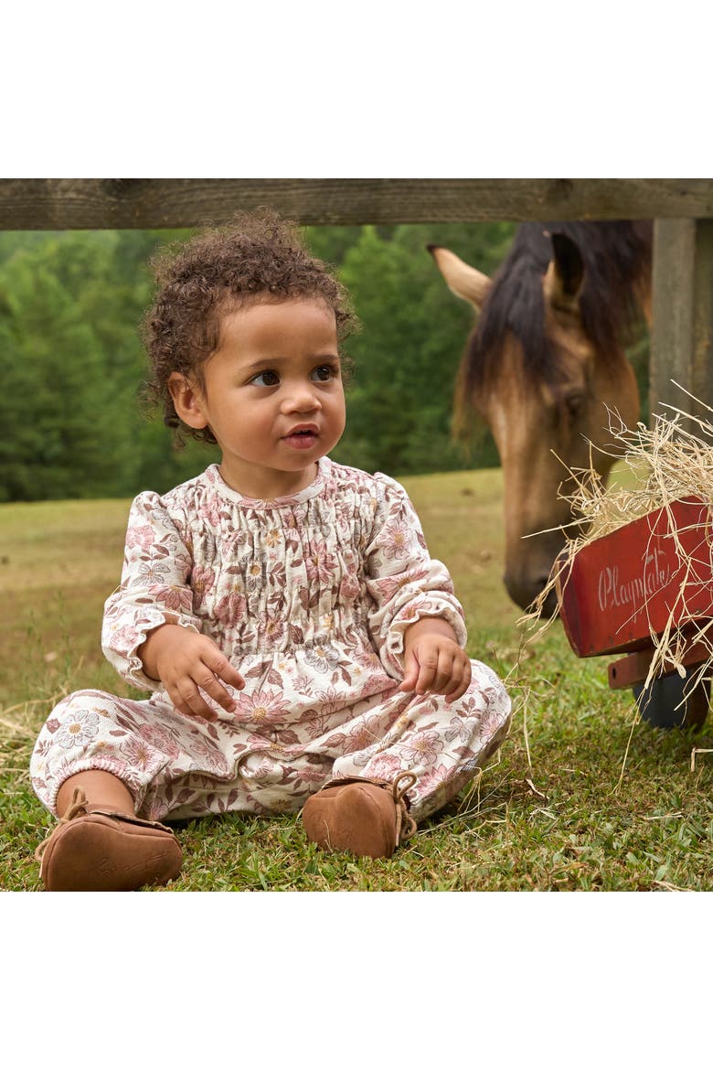 Smocked Long Leg Romper, Alternate, color, Flower Blossoms