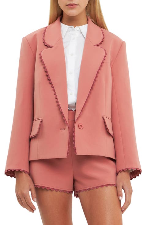 Rickrack Edge One-Button Blazer