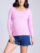 MOTHERHOOD MATERNITY Square Neck Rib Knit Long Sleeve Tee