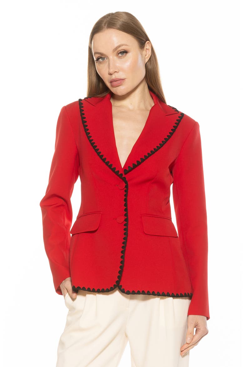 Contrast Embroidered Blazer, Alternate, color, RED