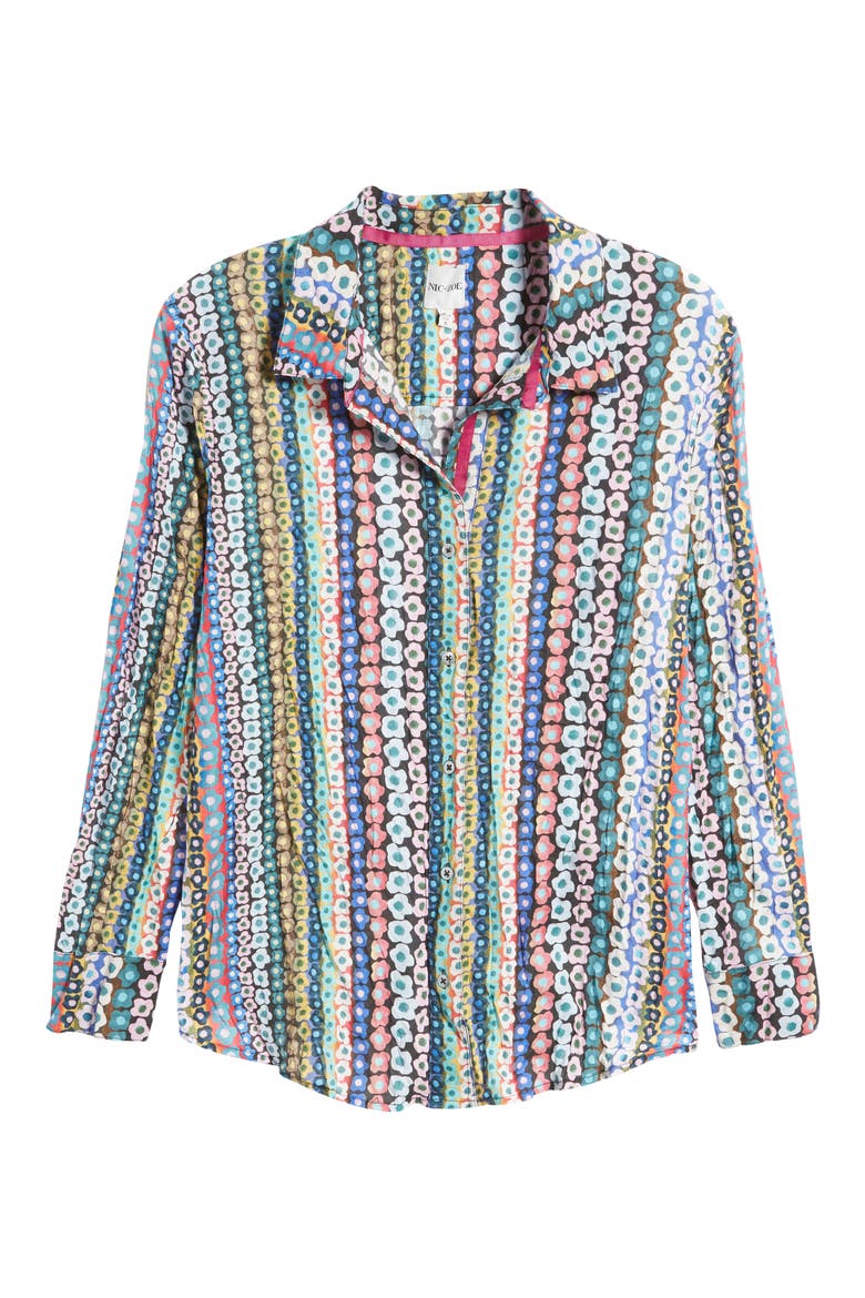 Flower Field Crinkle Button-Up Shirt, Alternate, color, PINK MULTI