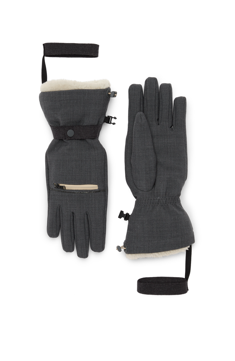 Brunello Cucinelli Tropical Luxury Wool gloves, Main, color, Anthracite