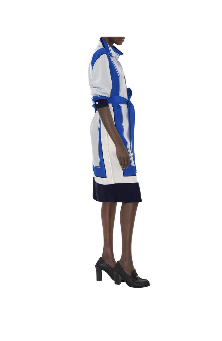 Burberry Knight Stamp Box Silk Shirt Dress, Alternate, color, Ink