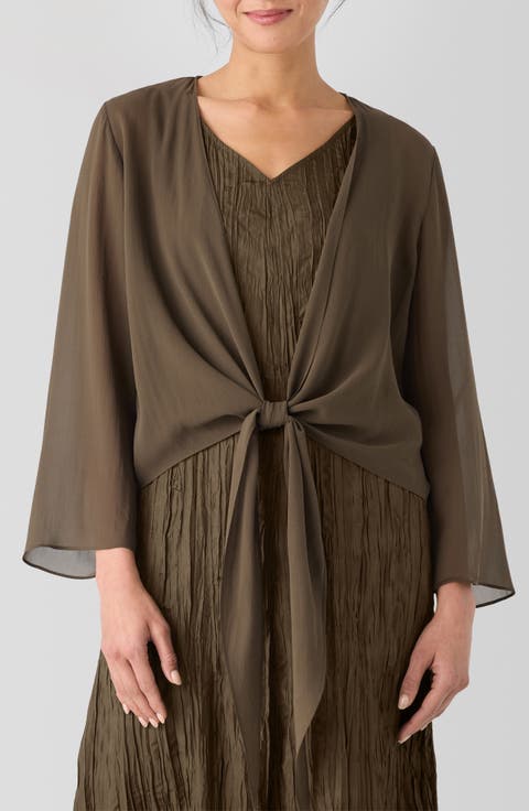 Tie Front Silk Jacket