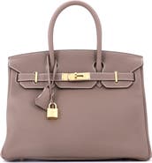 Pre-Owned Hermes Birkin Handbag Grey Togo with Gold Hardware 30