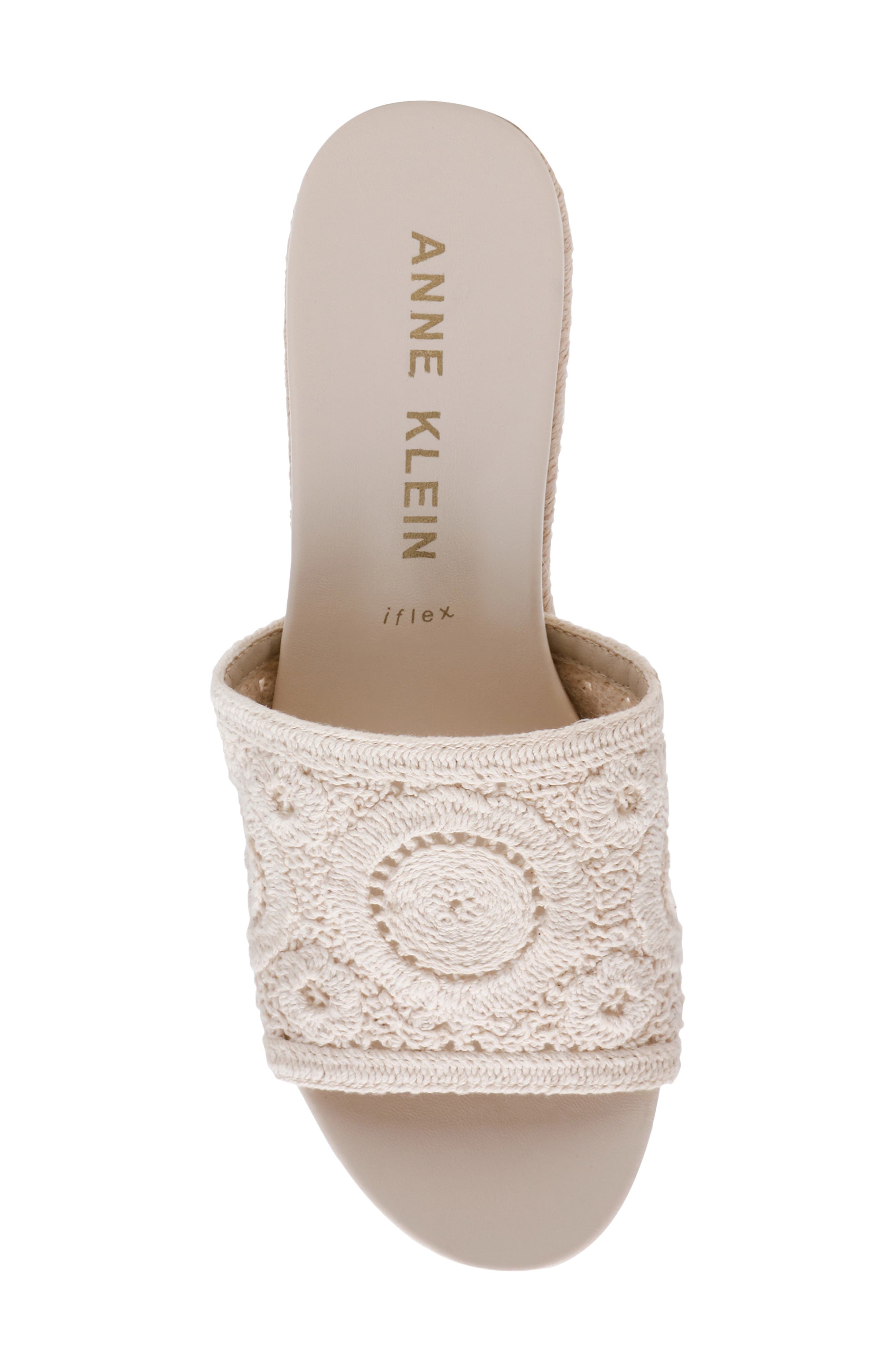 Anne Klein Effy Espadrille Slide Sandal, Alternate, color, Creme Crochet