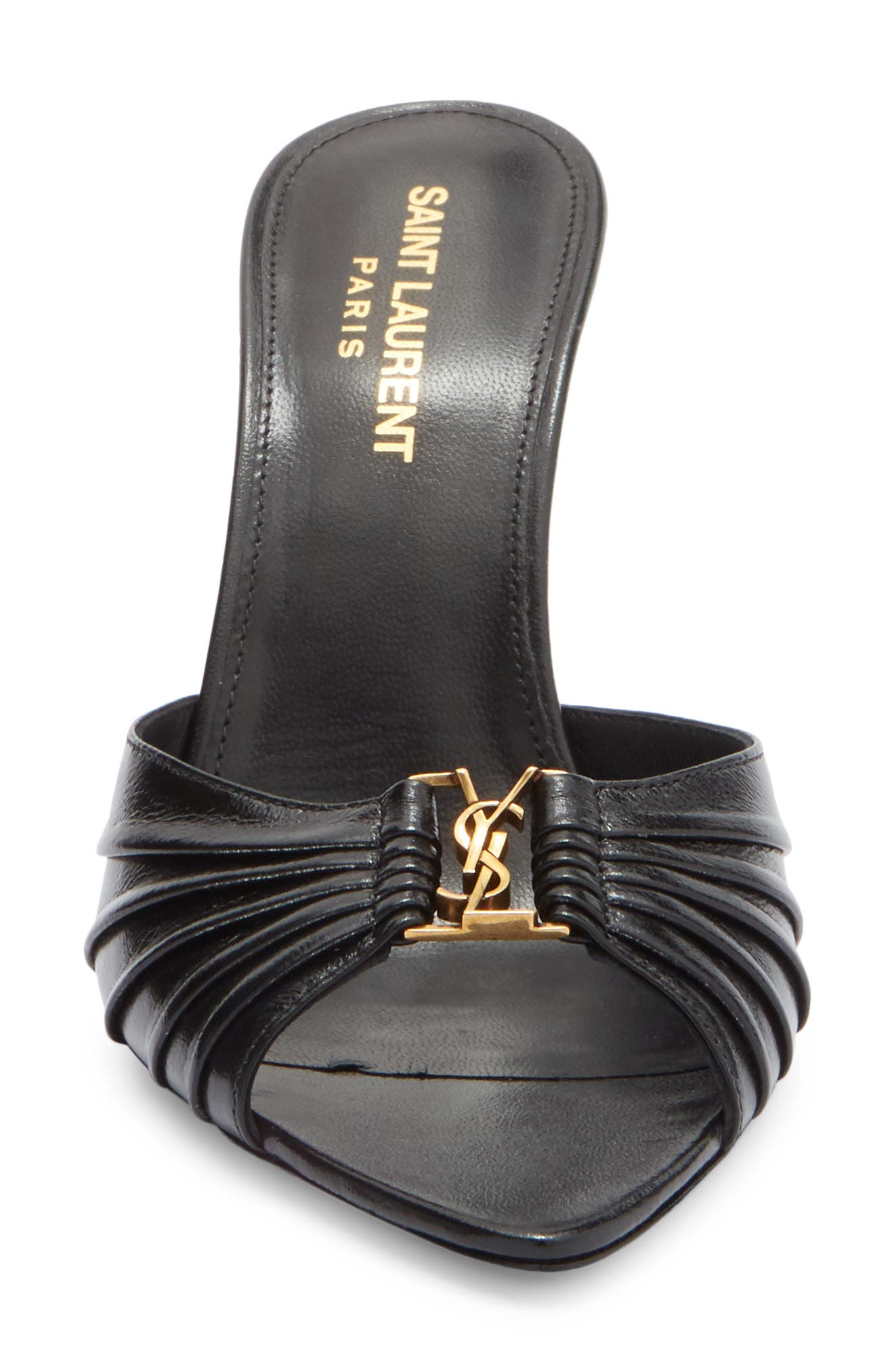 Saint Laurent Babylobne Slide Sandal, Alternate, color, Nero