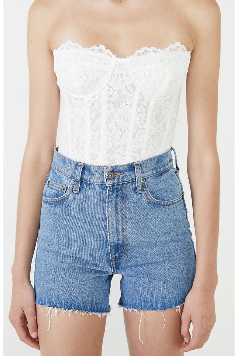Oskar Strapless Lace Bodysuit, Alternate, color, ORCHID WHITE