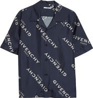 Givenchy Logo Print Silk Bowling Shirt