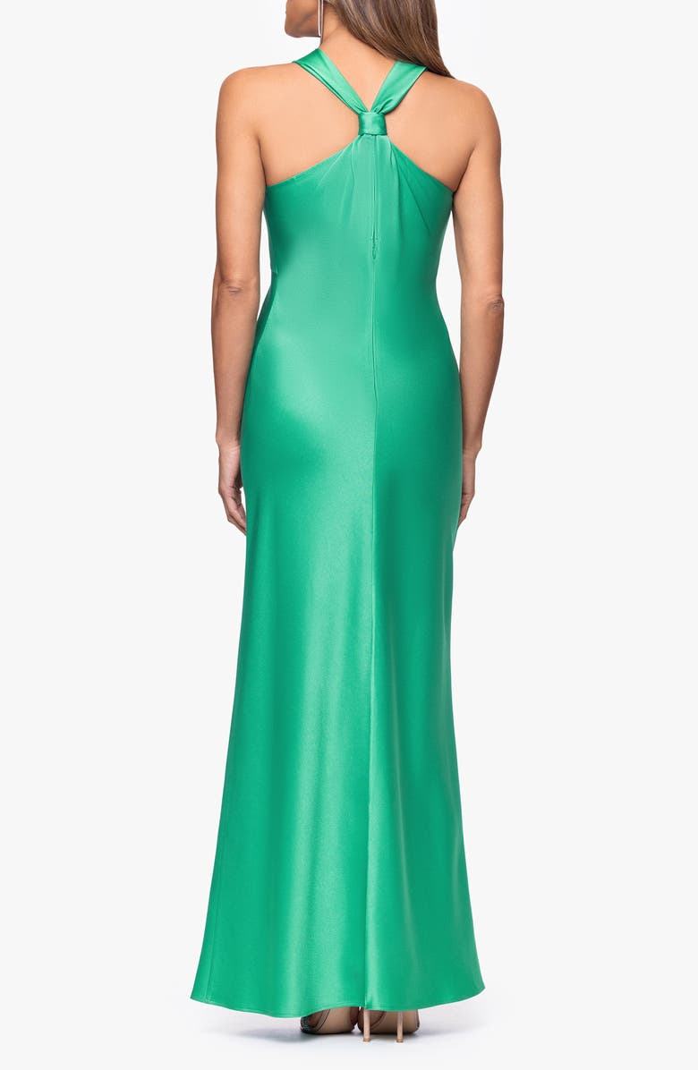 Xscape Evenings Cowl Neck Satin Gown, Alternate, color, Green