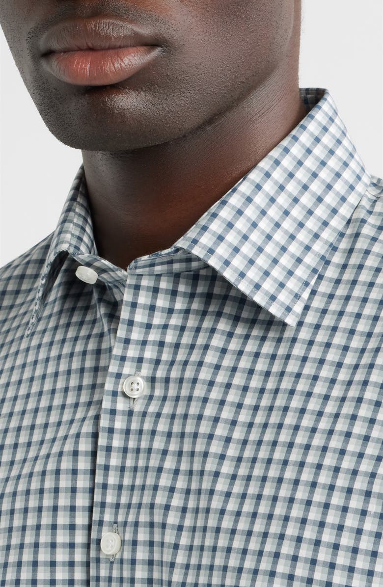 Nordstrom Ashborne Signature Trim Fit Check Dress Shirt, Alternate, color, Teal Ashborne Gingham
