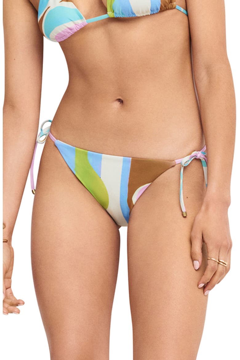 Elle Side Tie Bikini Bottoms, Alternate, color, COAST COLORBLOCK
