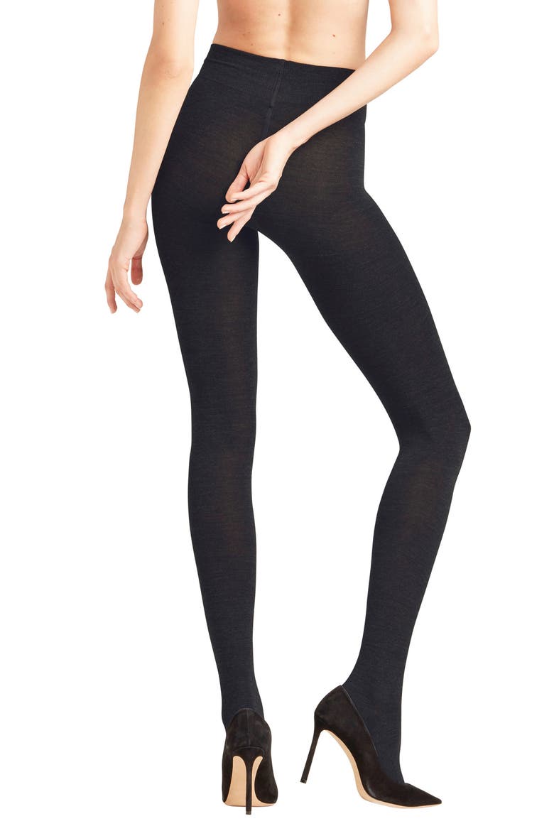 Virgin Wool Blend Tights, Alternate, color, BLACK