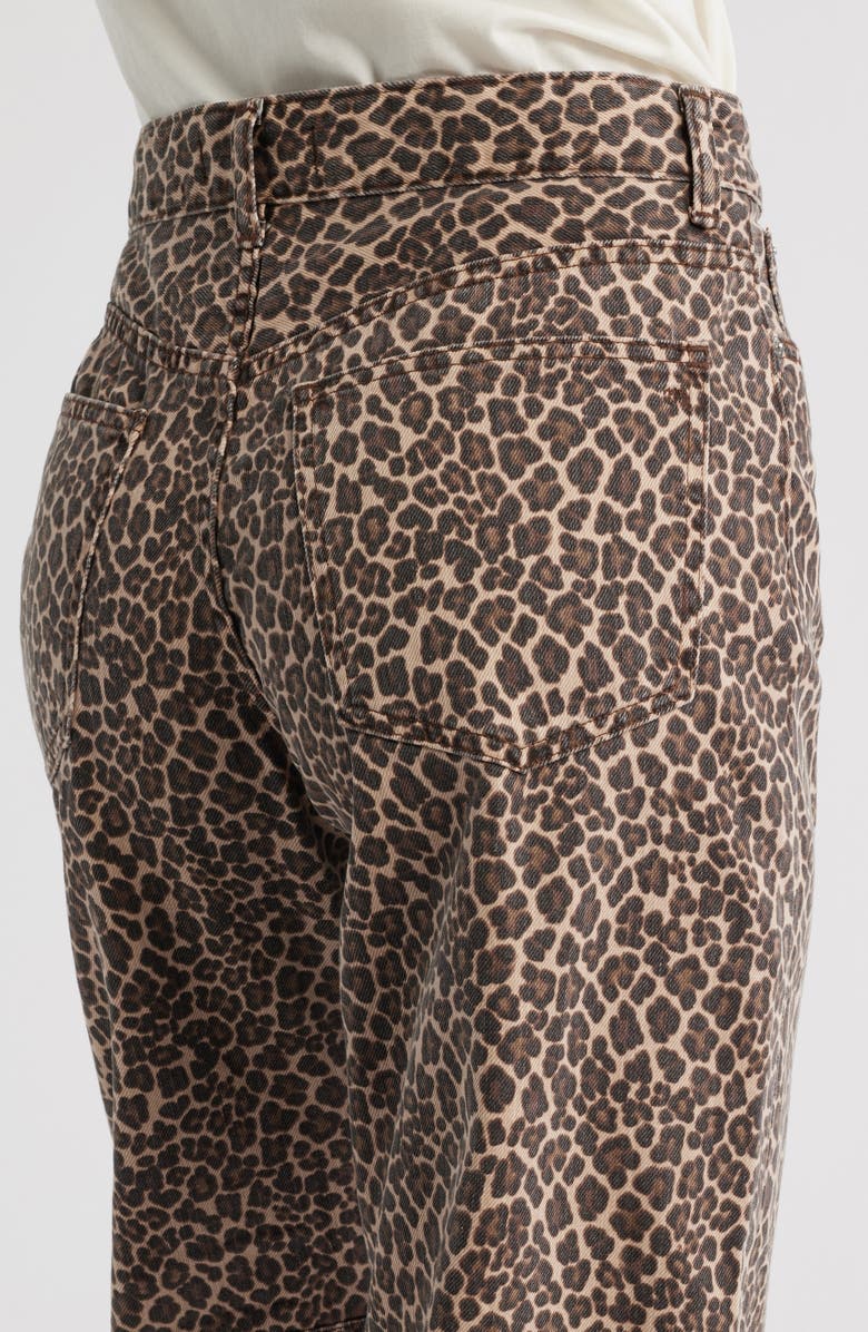 Madewell The Leopard Darted Barrel Leg Jeans, Alternate, color, Dark Mocha