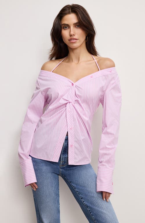 GOOD AMERICAN GOOD AMERICAN POPLIN OFF THE SHOULDER TOP