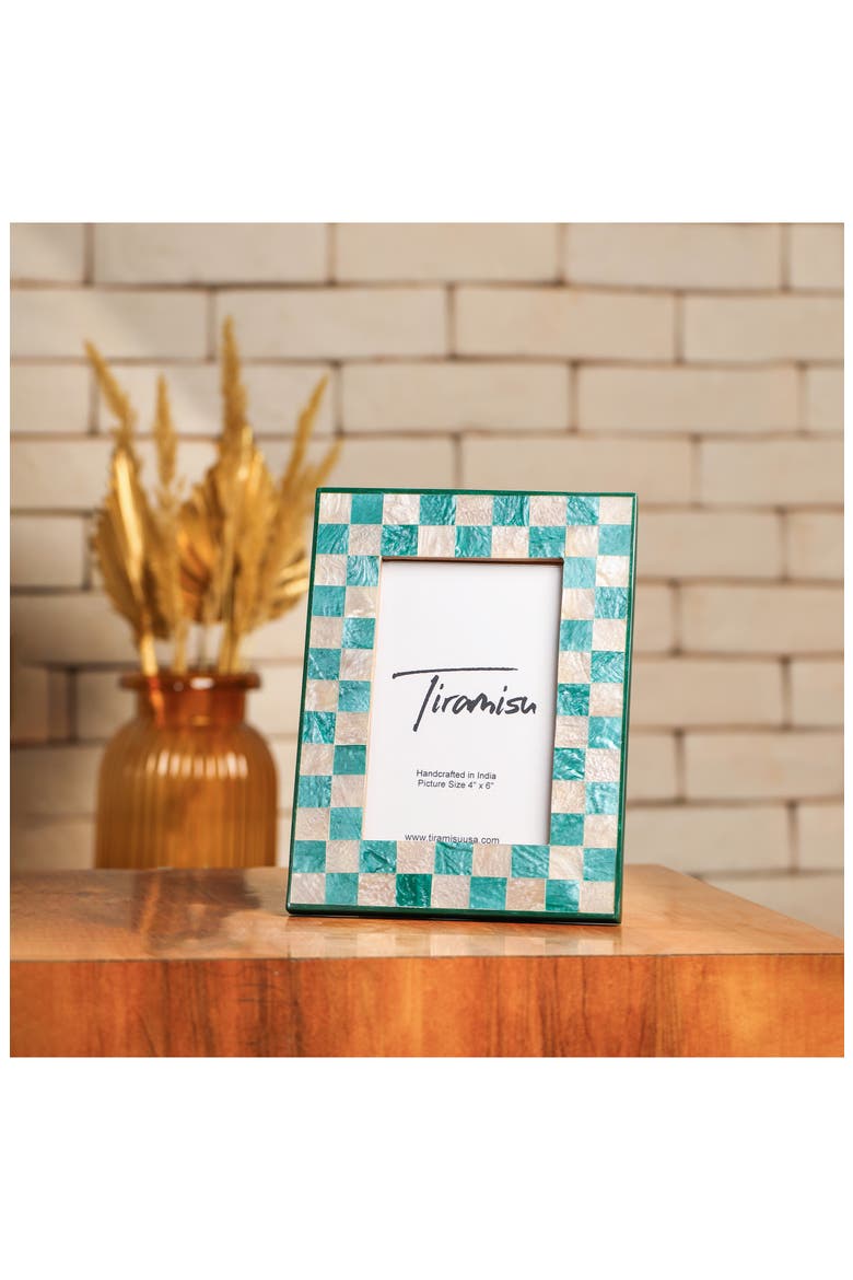 Resin Checkered Picture Frame, Alternate, color, TEAL BLUE