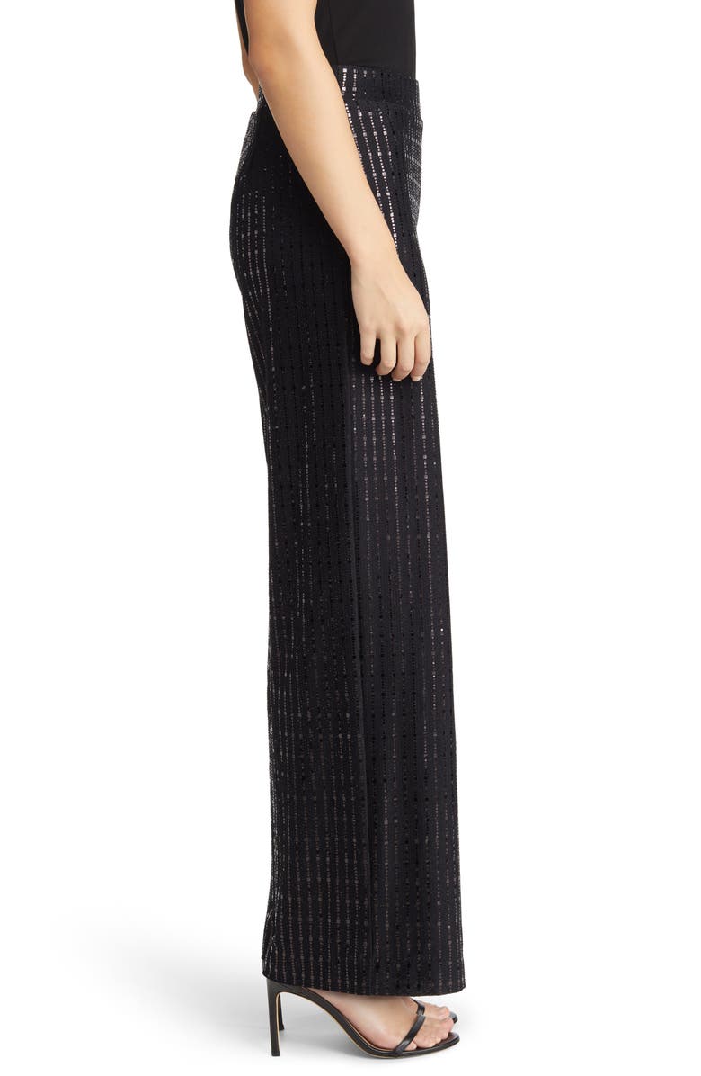 Anne Klein Linear Shine Sequin Wide Leg Pants, Alternate, color, 