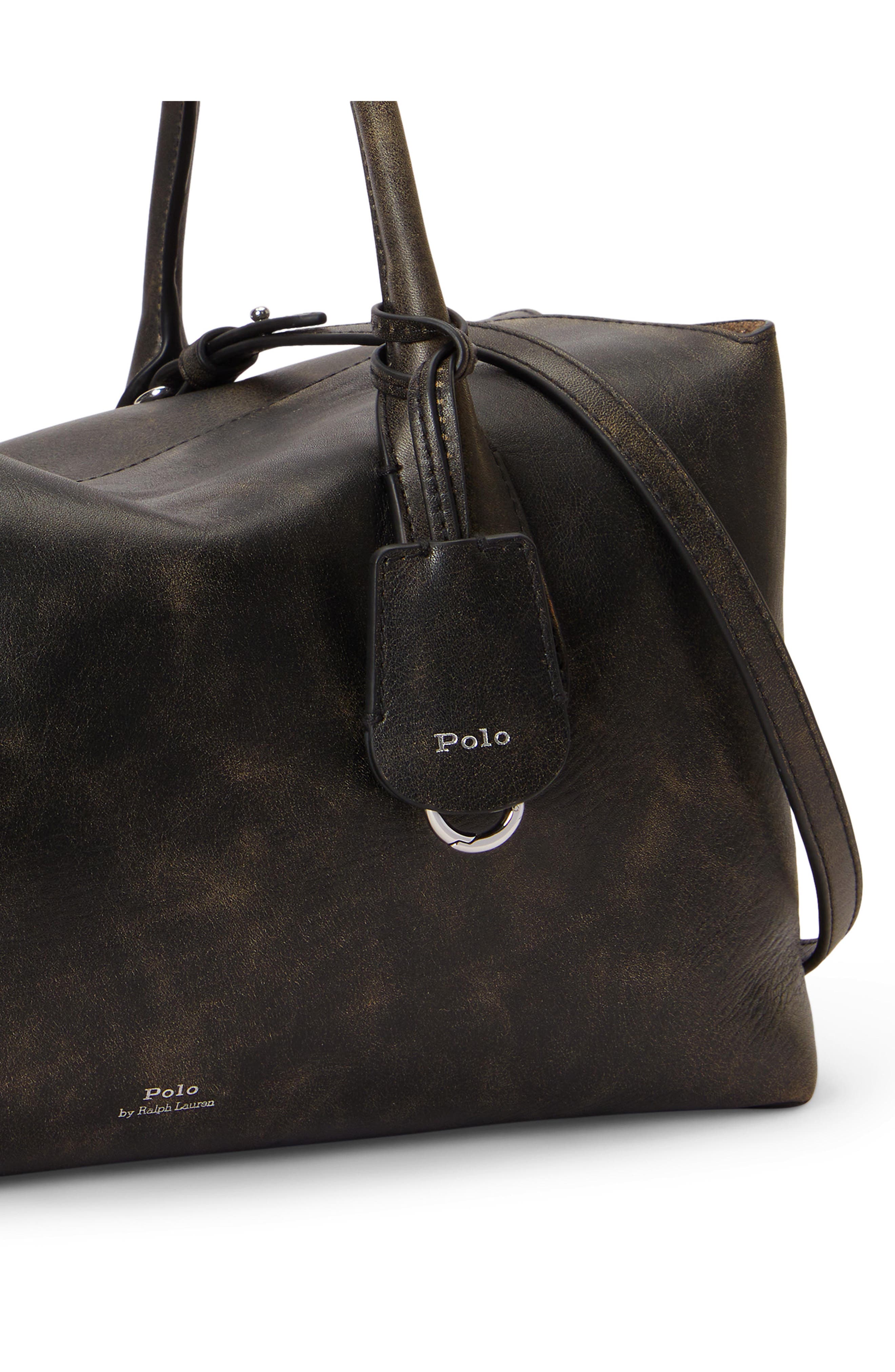 Distressed Leather Satchel, Alternate, color, STONE/ BLACK