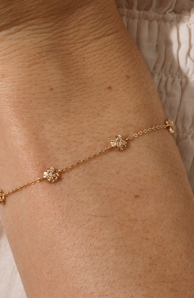 MADE BY MARY Cubic Zirconia Birthstone Flower Station Bracelet, Alternate, color, 