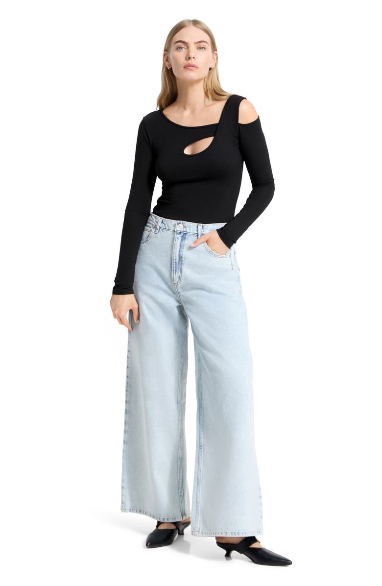 Marcella Lotte Cutout Detail Long Sleeve Top, Alternate, color, Black