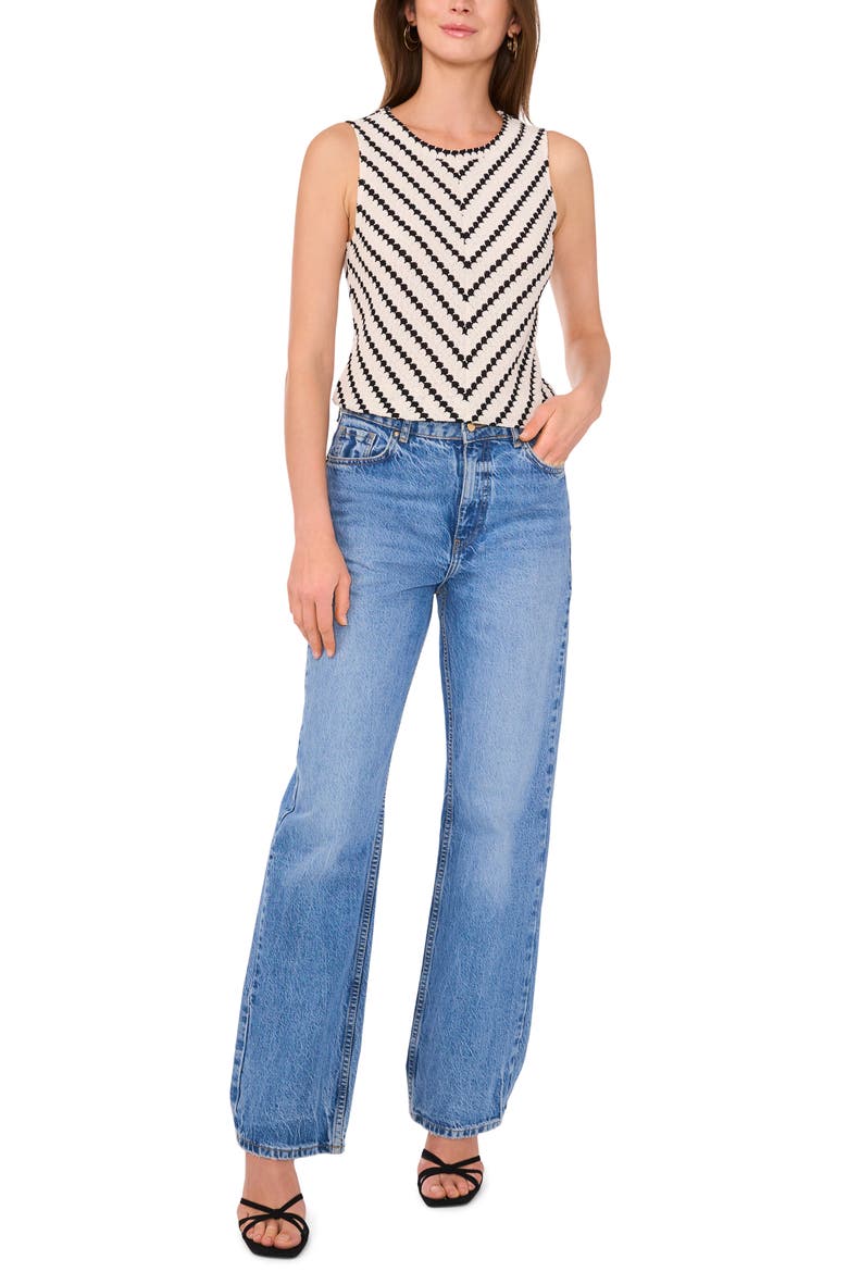 Chevron Stripe Sleeveless Top, Alternate, color, NEW IVORY