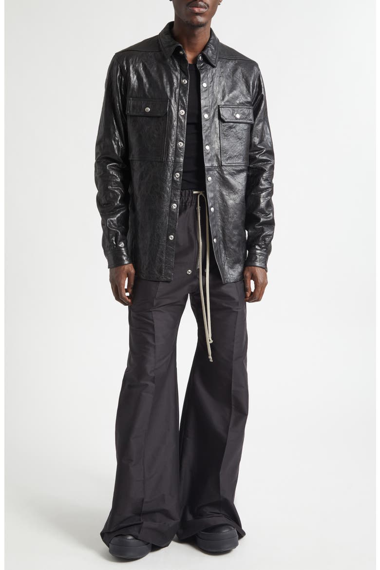 Pelle Leather Shirt Jacket, Alternate, color, BLACK