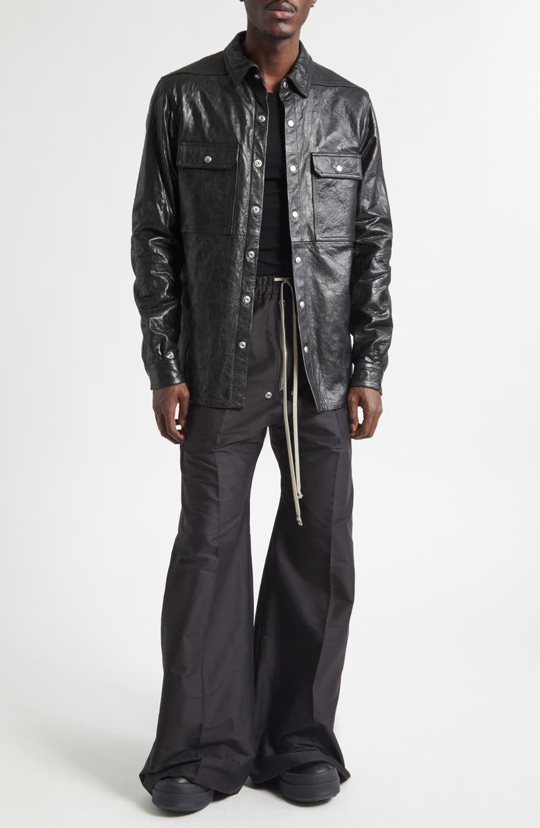 Rick Owens Bela Wide Leg Satin Pants, Alternate, color, Black