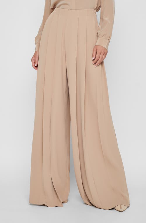 Shop L Agence L'agence Nova Pleated Wide Leg Pants In Cappuccino