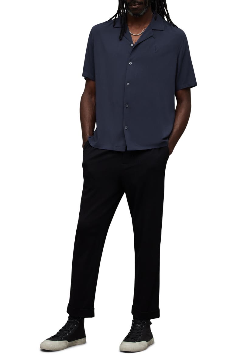 AllSaints Venice Relaxed Fit Short Sleeve Button-Up Camp Shirt, Alternate, color, Night Sky Blue