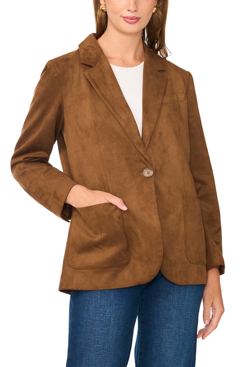 Faux Suede Blazer, Main, color, TOASTED