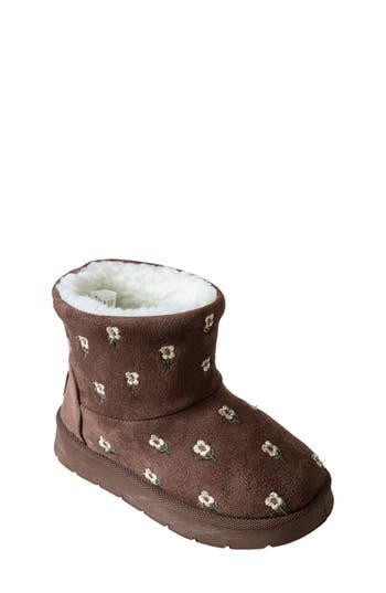 Bebe Kids' Embroidered Faux Suede Boot In Chocolate