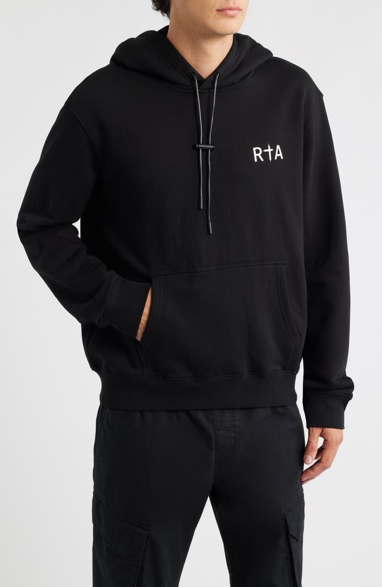 RtA Dion Cross Graphic Hoodie, Main, color, Black White Cross