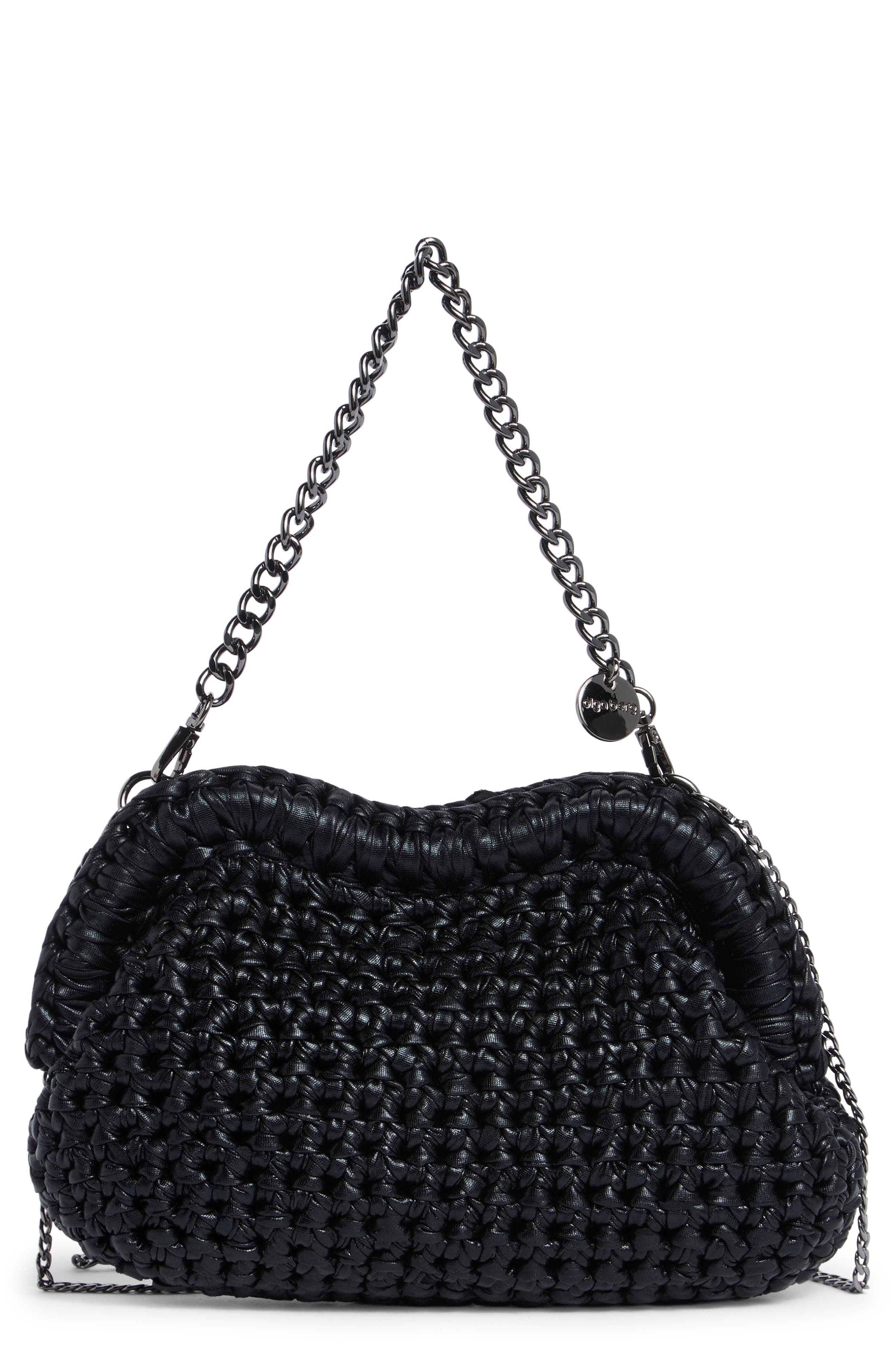 Taylor Crochet Clutch, Main, color, BLACK
