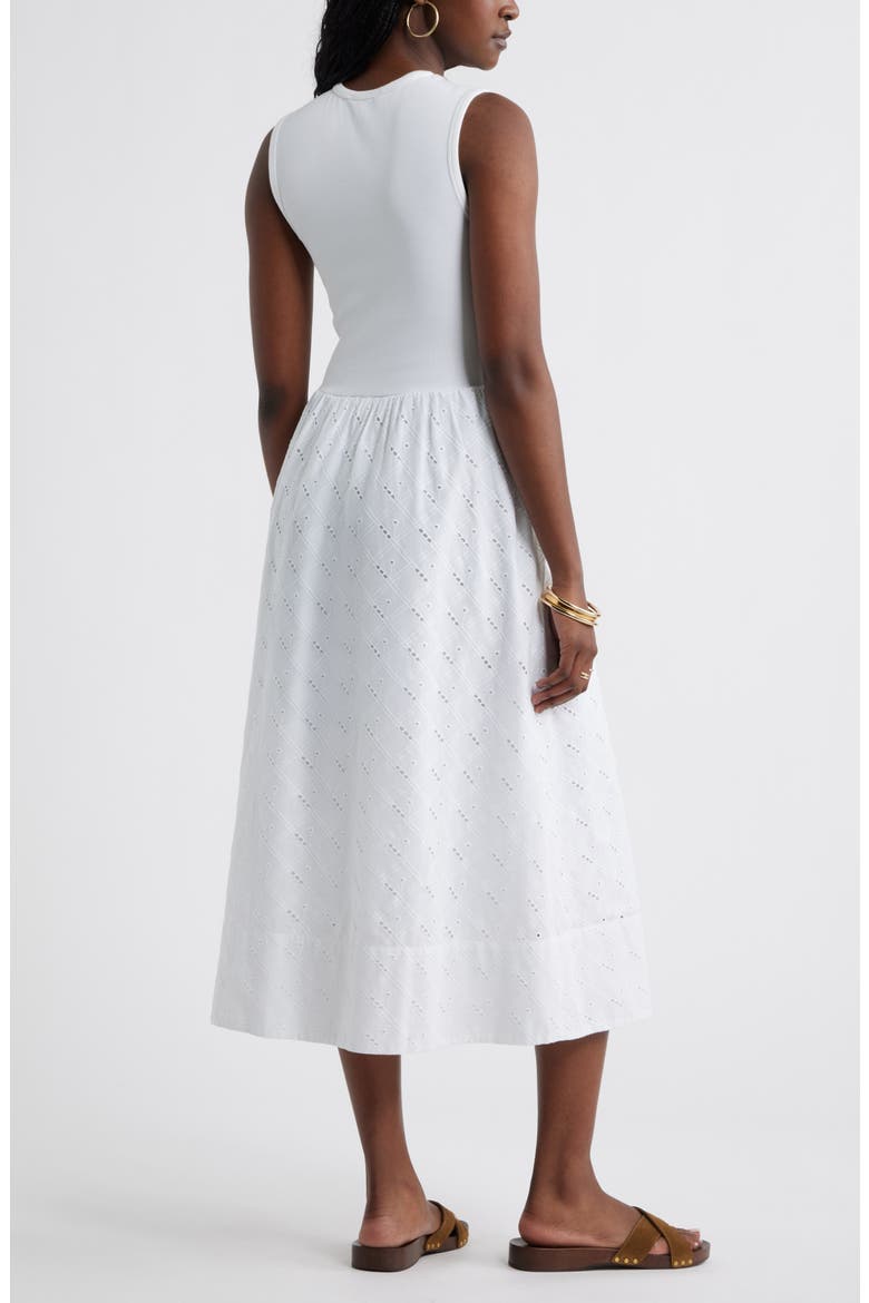 Mixed Media Midi Dress, Alternate, color, WHITE