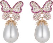 EYE CANDY LOS ANGELES Jaci CZ Butterfly & Imitation Pearl Drop Earrings