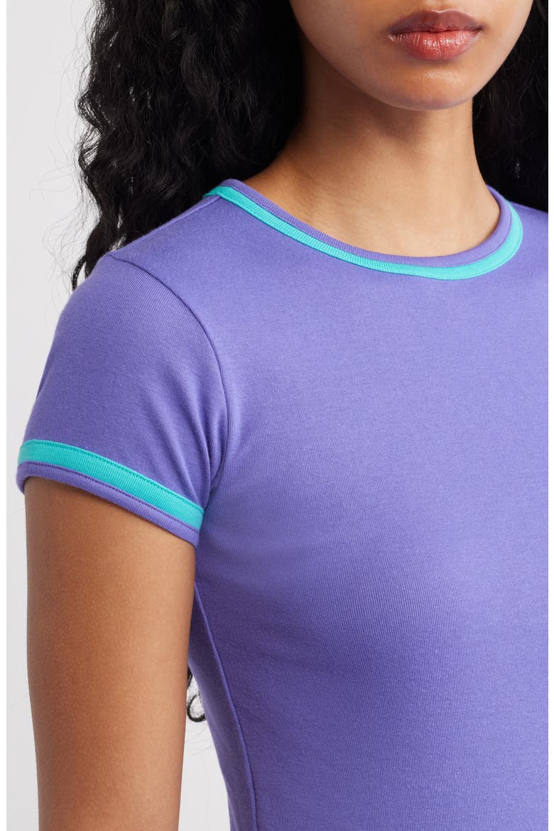Everyday Contrast Trim Cotton T-Shirt, Alternate, color, PURPLE