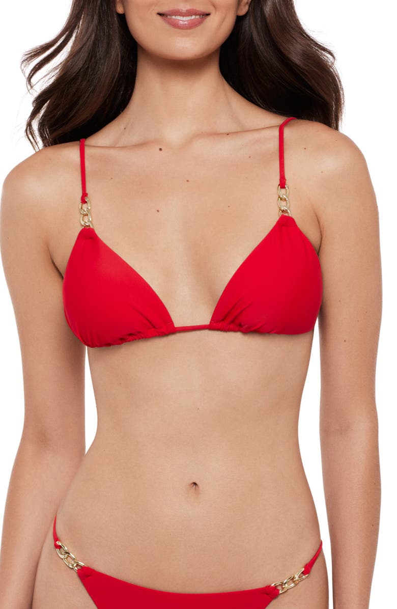 Steve Madden Chain Triangle Bikini Top, Main, color, Cherry Red