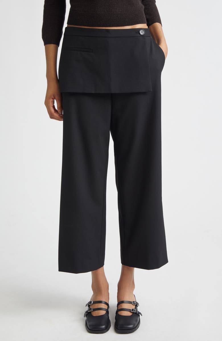 Sandy Liang Mott Crop Skirt Pants, Main, color, Black