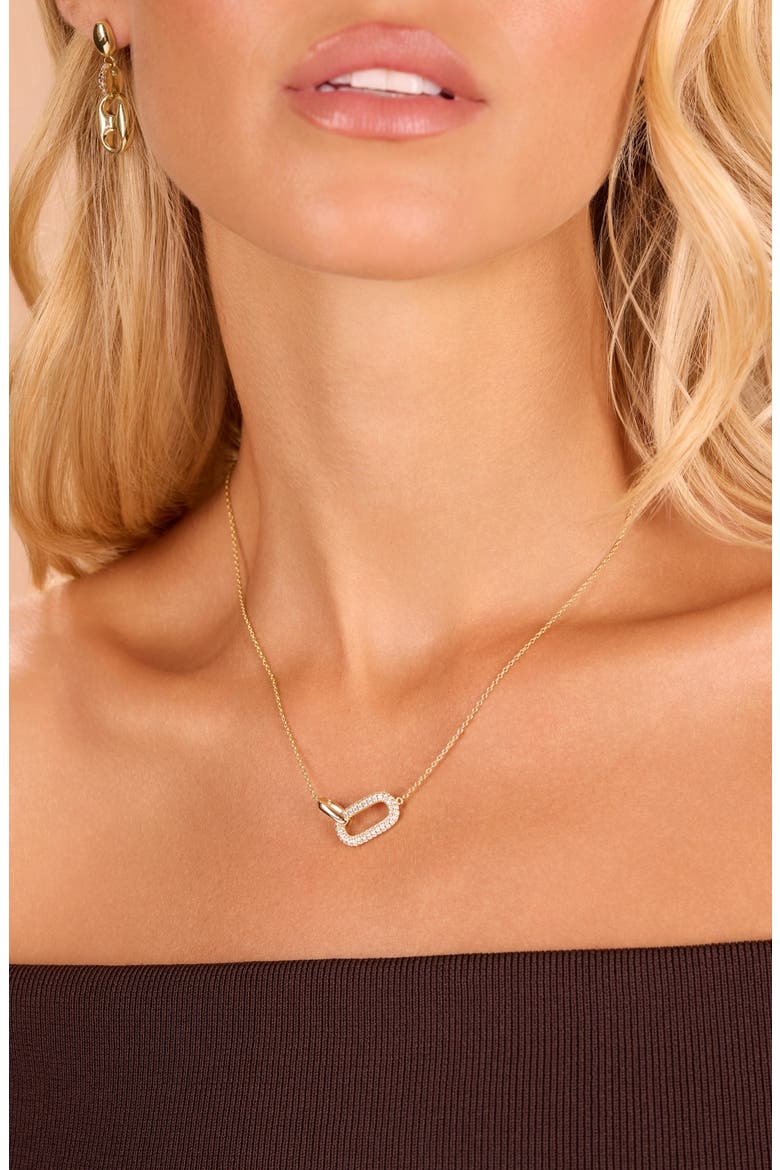 Pavé Interlock Oval Pendant Necklace, Alternate, color, GOLD