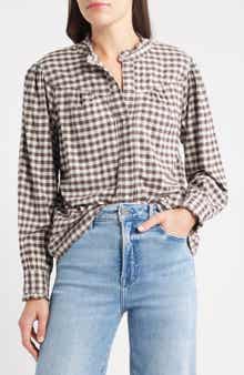 Rails Alanna Ruffle Gingham Snap-Up Shirt